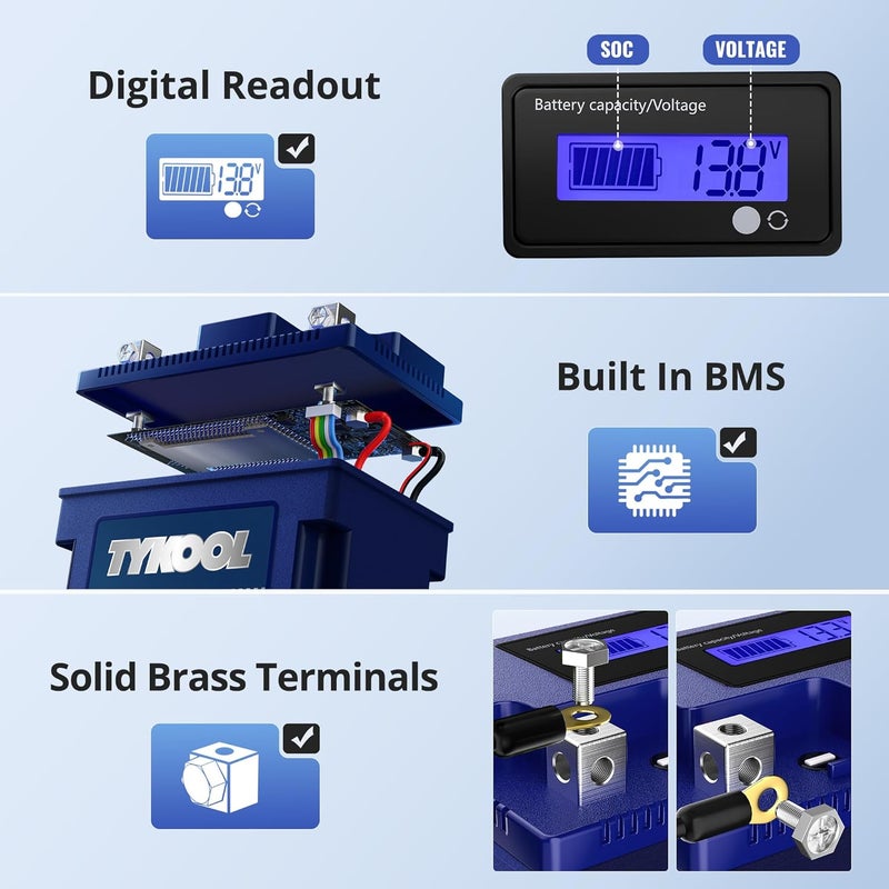 TYKOOL YTZ7S / YTX7L Lithium LiFePO4 Motorcycle Battery, 12 V 4 Ah,240 CCA,Built in BMS, Powersports Battery, for ATV,UTV,Jet Ski,Personal Watercraft,Snowmobile,Quad,Riding Lawn Mower, Tractors - Image 3